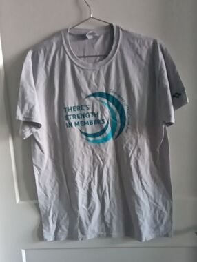 Jerzees White Short Sleeve Tee with Teal Graphic